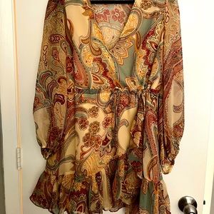 Long Sleeve Parsley Pattern Dress